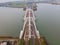 Aerial drone video of the Enneus Heermabrug in Amsterdam, The Netherlands going to Ijburg and Steigereiland Amsterdam Oost east