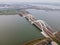 Aerial drone video of the Enneus Heermabrug in Amsterdam, The Netherlands going to Ijburg and Steigereiland Amsterdam Oost east