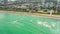 Aerial drone video Miami. Kite surfing on the beach