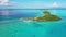 Aerial drone video of private island Luxury hotel resort travel vacation