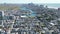 Aerial drone view above New Jersey shore town with zoom view of the Dorset Avenue Bridge