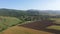 Aerial drone view of agriculture field, food industry concept
