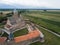 Aerial drone view Alaverdi Monastery in Kakheti, Georgia