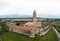 Aerial drone view Alaverdi Monastery in Kakheti, Georgia