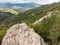 Aerial drone view of Antique Thracian Sanctuary Eagle Rocks near town of Ardino, Kardzhali Region