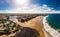 Aerial drone view of Bargara beach and surroundings, Queensland, Australia