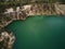 Aerial drone view Basalt columns Amazing industrial landscape