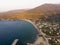 Aerial Drone View of Beach Cove at Erdek Turankoy / Balikesir Turkey.