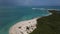 Aerial drone view of a beach in isolated Cayo Icacos Puerto Rico island