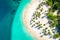 Aerial drone view of beautiful caribbean tropical island Cayo Levantado beach with palms. Bacardi Island, Dominican Republic.