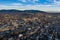 Aerial drone view on Bielsko-Biala. Bielsko-Biala is a city in southern Poland