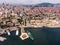 Aerial Drone View of Bostanci Sea Bus and Steamboat Ferry Pier / Istanbul Seaside.