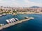 Aerial Drone View of Bostanci Sea Bus and Steamboat Ferry Pier / Istanbul Seaside.