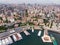 Aerial Drone View of Bostanci Sea Bus and Steamboat Ferry Pier / Istanbul Seaside.