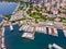 Aerial Drone View of Bostanci Sea Bus and Steamboat Ferry Pier / Istanbul Seaside.