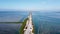 Aerial drone view of bridge on US in the Florida Keys