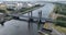 Aerial drone view of the Calandbrug, Caland Bridge in the port of Rotterdam.