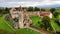 Aerial drone view of the Carta Monastery in Romania