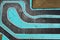 Aerial drone view of carting race track. Karting racetrack view above. Speedway kart field