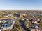 Aerial drone view of the Cathedral of the Sacred Heart of Jesus, a catholic church in Broken Hill, New South Wales, Australia