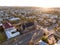 Aerial drone view of the Cathedral of the Sacred Heart of Jesus, a catholic church in Broken Hill, New South Wales, Australia