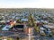 Aerial drone view of the Cathedral of the Sacred Heart of Jesus, a catholic church in Broken Hill, New South Wales, Australia