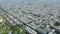 Aerial drone view from Champ de Mars in Paris, France - to busy town with