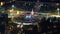 Aerial drone view of Chisinau city center at night. Christmas winter decorations