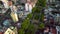 Aerial, drone view on city buildings, trees, green plants and car roads. Buenos Aires