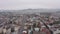 Aerial drone view of city Lviv, Ukraine, flight above roofs and streets, panorama of ancient town