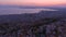 Aerial drone view of city of Thessaloniki at sunset, North Greece