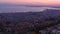 Aerial drone view of city of Thessaloniki at sunset, North Greece