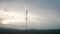 Aerial drone view. Communication transmitter tower in the countryside