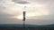 Aerial drone view. Communication transmitter tower in the countryside V3