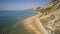 Aerial drone view of Corfu shoreline.