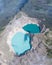 Aerial Drone view of Danau volcano Kelimutu Colorful crater lake. Ende East Nusa