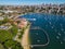 Aerial drone view of Diendagulla Bay at Double Bay in East Sydney, NSW Australia