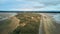 aerial drone view of the dunes of Tramore, Waterford Ireland. Sandhills natural park