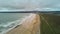 aerial drone view of the dunes of Tramore, Waterford Ireland. Sandhills natural park