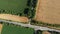 Aerial drone view flight over asphalt road