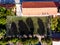 Aerial Drone View of Football Field in Garden with Trees at Istanbul Moda.