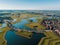 Aerial drone view of the fortress village of Heusden in the Netherlands.