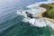 Aerial drone view of Glasshouse Rocks at NSW South Coast, Australia