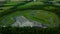 Aerial drone view of a go kart car race track circuit at sunset