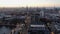 Aerial drone view of Hamburg Hafencity and harbor at sunset. Modern buildings.