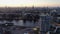 Aerial drone view of Hamburg Hafencity and harbor at sunset. Modern buildings.