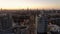 Aerial drone view of Hamburg Hafencity and harbor at sunset. Modern buildings.