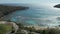 Aerial drone view of Hanauma Bay nature preserve on Oahu, Hawaii