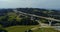 Aerial drone view on highway under construction.