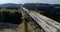 Aerial drone view on highway under construction.